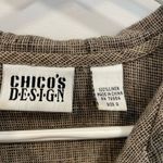 Vintage Chico's Women's Linen Blend Houndstooth Zip Up Hoodie, Pockets, Size 0 Black Photo 3