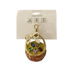NEW Wearable Art Pendant by Roman Easter Basket Pink Gold Glitter Rhinestones Photo 0