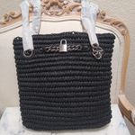 Kurt Geiger  Brixton Small Raffia Black Tote Photo 2