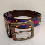 Free People  High Summer Embroidered Leather Belt Brown Sz 32 EUC Photo 1