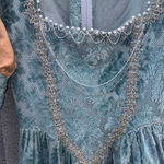 Renaissance Victorian and Edwardian Dress Gown costume Teal Gold XSmall Small Blue Size M Photo 4