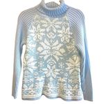 st. john's bay Holiday Snowflake Light Blue Cozy Turtleneck Sweater Large Photo 0