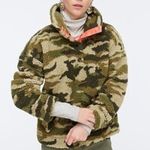 J.Crew Sherpa Fleece Snap Collar Sweatshirt Olive Green Camo Size XXS Photo 0