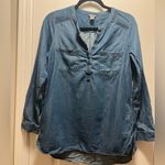 Eddie Bauer  Blue Denim Blouse Tunic Size Medium Photo 0
