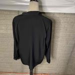 Apparenza Womens Black Button‎ Satin Trim Large Blouse Photo 2