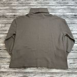 Gap Women's Waffle Knit Turtleneck Shirt M Med Medium Taupe Brown Side Slit Boxy Photo 3