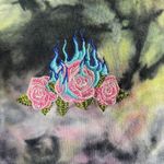 Blind Rooster Sweatshirt Medium Pullover Tie Dye Floral Embroidered Soul On Fire Blue Photo 3