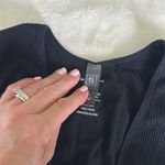 Alya Black Ribbed V-Neck Tank Top Photo 2