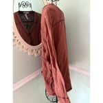 Lady’s Image Blazer Medium Rust Red Blazer Jacket Lagenlook Artsy Linen Brown Photo 6