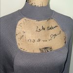 Ashley Stewart  Gray Turtleneck Sweater with Front Square Cut-Out Photo 4