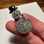 Lia Sophia Signed  Rhinestone Enameled Christmas Snowman Silver Tone Brooch Pin Photo 5