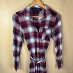 Gap  Pendleton Flannel Shirt Dress Plaid Button Down Belted Long‎ Sleeve Size SM Photo 5