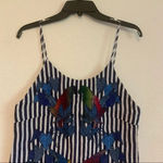 Farm Rio  Striped Mini Dress Embroidered Birds Toucan Linen Cover Up XS Photo 3