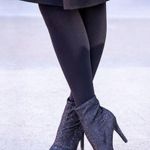 Brash  9 Booties Black Glitter Pointed Toe Pull On Sock Boots Stiletto Heel Spicy Photo 14