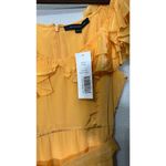 French Connection NEW  UK Almedina Drape Frill Neck Midi Dress Marigold Yellow Lg Photo 6