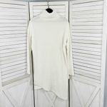 EXPRESS Ribbed Asymmetrical Hem Split Side Long Sweater Cream Large Turtle Neck Photo 7