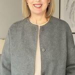 Max Mara Rare Weekend Reversible Checked Gray Black Cream Plaid Wool Coat Size S Photo 1