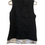 NAF NAF BLUE METALLIC THREAD GOLD SILVER EMBELLISHED SLEEVELESS TOP Photo 1