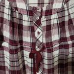 Decree  XL Maroon Plaid Flannel Tunic Top Plus Photo 9