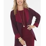Chico's Travelers Sz 1 (Med 8-10) Open Front Jacket Deep Merlot Blazer Pockets Photo 4