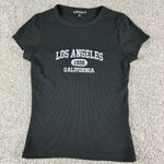 Harper  & Ivy Los Angeles California Y2K Ribbed Graphic Tee T Shirt Black Size‎ S Photo 9
