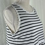 Stella Striped Crochet Trim Babydoll Tank Top Women's Size Medium White Photo 5