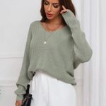 Cotton Emporium NWOT Mint Green Twist Back Sweater Women’s Large Photo 0