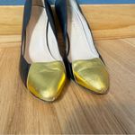 Coye Nokes Black Leather 4” High Heels with Metallic Gold Detail Size 39 Photo 6