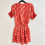 Krewe Du Q Ruffle Boho Floral Print “Kingston” Tiered Mini Dress Red Women's XS Photo 2