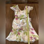 Mikael aghal romantic abstract garden silk cocktail flutter Sleeve Mini dress White Size 4 Photo 5
