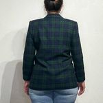 Leslie Fay  Green Plaid Wool Blend Vintage Blazer Sz L Photo 9