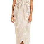 Rebecca Taylor Size 10 Tulip Wrap Dress White Beige Marzipan Combo Midi V Neck Photo 9