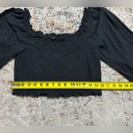 Aerie  Smocked Puff Sleeve Square Neck Black Crop Top Size Medium Photo 7