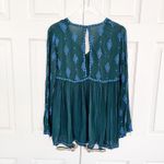 Free People  Diamond Embroidered Bell Sleeve Top in Dark Green Photo 8