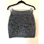 Maje Crochet Mini Skirt Womens 36 Metallic Silver Slim Fit Back Zip Breathable Photo 1