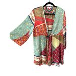 CAbi  Women's Oversized Bohemian Patchwork Print Tie Front Kimono Cardigan Large Photo 2