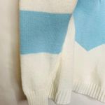 Vintage Baby Blue White V Neck Sweater ?80s ? Medium Photo 3