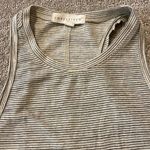 Lovestitch  Cream & Black Stripe High Neck Raw Hem Racerback Tank Top Photo 2