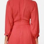 Lulus Red Long Sleeve Mini Dress XS V-Neck Button Front Bow Cocktail Party Photo 1