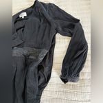 Milly Black Silk Lamb Leather Cuff & Belt Long Sleeve Mini Dress 6 Party LBD Photo 5