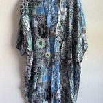 Winton + Waits Women Floral Bombay Blue Kimono Duster Open Front Boho OSFM Beach Size undefined Photo 3