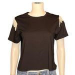 Joie  NEW Faux Pearl Fringe Accent Black T Shirt Size S Photo 1