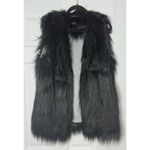 Topshop  Black Faux Fur Long Vest Open Front Sleeveless Jacket Coat Size M Photo 1