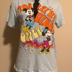 Disney EUC Mickey Mouse Blue & Orange Positive Vibes Only Graphic Tee size large Photo 0