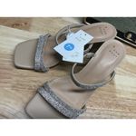 A New Day Stacy Mule Slide Sandals Women's 7.5 Silver Rhinestones Slip-On Preppy Photo 4