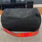 Meredith Wendell purse mini duffel bag black straw pockets shoulder strap Photo 9