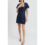 En Saison NWT June Denim Belted Square Neck Short Sleeve Mini Dress Size Large Blue Photo 1