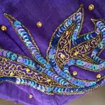 Vintage 80s Hudson’s Silk Purple Gold Bling Cropped Bolero Jacket S M Size M Photo 14