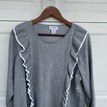 Carmen Marc Valvo Sweater Gray Grey White Ruffle Plus Size 2X Photo 3