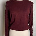 BiBi Burgundy Ruffled Crew Neck Sweater Red Photo 0